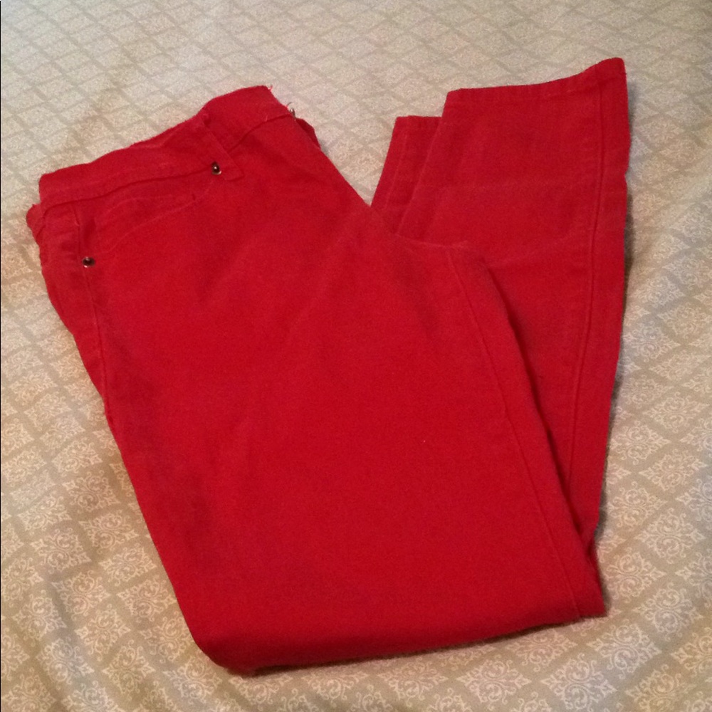 Bright Red Orange skinny stretch Jean